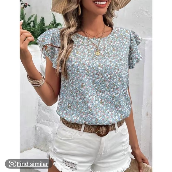 Tops - Floral Blue Women's Top
